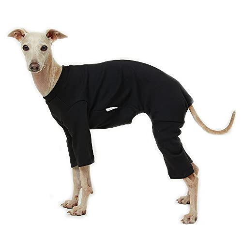 Lucky Petter Basic Hunde-Pyjama, Pastellfarben, langlebig und elastisch, Hunde-Einteiler, Bekleidung, Outfits für Hunde, Jammies, Größe XXL, Schwarz von Lucky Petter