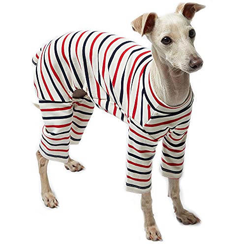 Lucky Petter Haustier-Kleidung für Hunde und Katzen, Basic-Schlafanzug, langlebig und elastisch, Haustierbekleidung, Outfits (XS, gestreift, Weiß) von Lucky Petter