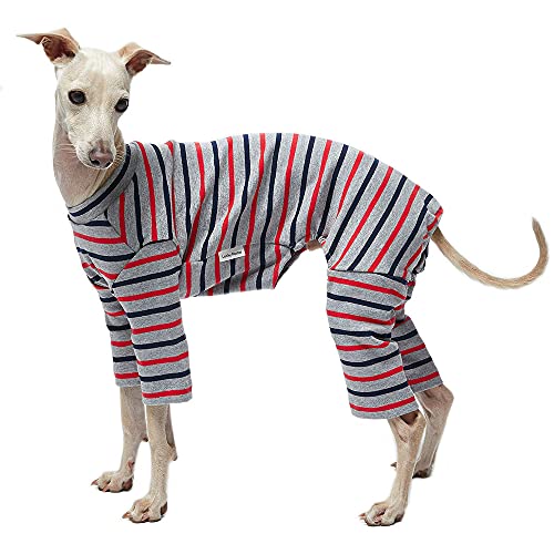 Lucky Petter Haustierkleidung für Hunde, Katzen, Welpen, Basic-Pyjama, langlebig und elastisch, Hunde-Pyjama, Einteiler-Outfits (X-Large, Grau gestreift) von Lucky Petter