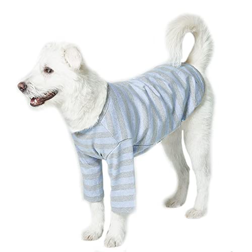 Lucky Petter Hunde-Baumwoll-Shirts für kleine und große Hunde, Rugby, gestreift, weich, atmungsaktiv, Hunde-Shirt, Haustierkleidung (4X-Large, Blau/Grau) von Lucky Petter