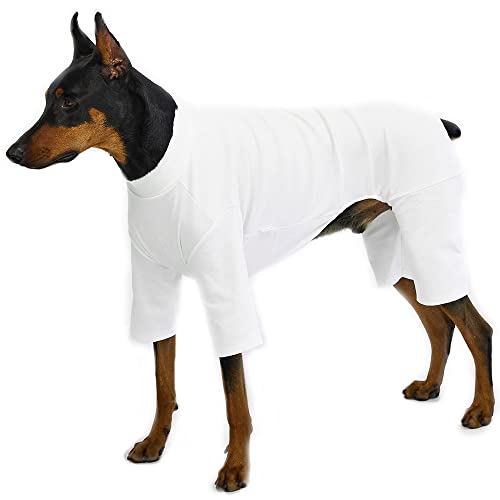 Lucky Petter Hunde-Pyjama für kleine Hunde Basic Onesie Doggie Jammies Hundehemd Dehnbarer Hundeoverall Bodysuit Pjs (3XL, Basic White) von Lucky Petter