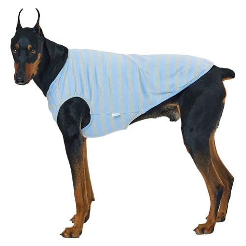 Lucky Petter Hunde-Tanktop, Baumwollhemden für kleine Hunde, gestreift, ärmellos, weich, atmungsaktiv, kühles Hunde-Shirt, Haustierkleidung (Blau/Grau, Größe 4XL) von Lucky Petter