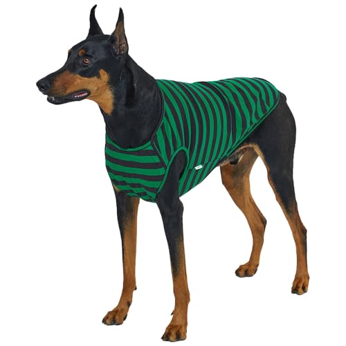 Lucky Petter Hunde-Tanktop, Baumwollhemden für kleine Hunde, gestreift, ärmellos, weich, atmungsaktiv, kühles Hunde-Shirt, Haustierkleidung (Grün/Marineblau, Größe 5XL) von Lucky Petter