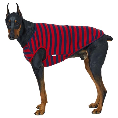 Lucky Petter Hunde-Tanktop, Baumwollhemden für kleine Hunde, gestreift, ärmellos, weich, atmungsaktiv, kühles Hunde-Shirt, Haustierkleidung (Rot/Marineblau, Größe 4XL) von Lucky Petter