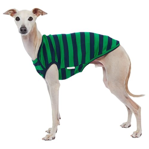 Lucky Petter Hunde-Tanktop aus Baumwolle für kleine Hunde, gestreift, ärmellos, weich, atmungsaktiv, kühles Hunde-Shirt, Haustierkleidung (2X-Large, Grün/Marineblau) von Lucky Petter