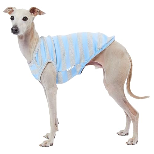 Lucky Petter Hunde-Tanktop aus Baumwolle für kleine Hunde, gestreift, ärmellos, weich, atmungsaktiv, kühles Hunde-Shirt, Haustierkleidung (3X-Large, Blau/Grau) von Lucky Petter