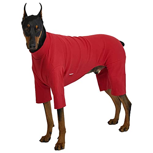 Lucky Petter Hundepyjama für kleine Hunde Basic Onesie Doggie Jammies Hundeshirt Dehnbarer Hundeoverall Bodysuit Pjs (4X-Large, Basic Red) von Lucky Petter