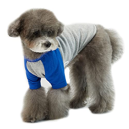 Lucky Petter Hundeshirt für kleine und große Hunde, Raglan-Baumwolle, T-Shirts, weich, atmungsaktiv, Hunde-Shirts, Haustierkleidung, Grau-Serie (Medium, Grau/Blau) von Lucky Petter