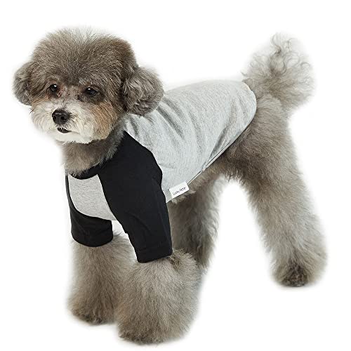 Lucky Petter Hundeshirt für kleine und große Hunde, Raglan-Baumwolle, T-Shirts, weich, atmungsaktiv, Hunde-Shirts, Haustierkleidung, graue Serie (Medium, Grau/Schwarz) von Lucky Petter