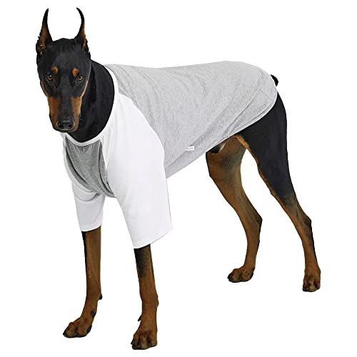 Lucky Petter Hundeanzug Hundeshirt für kleine und große Hunde Raglan Baumwolle T-Shirts Weich Atmungsaktiv Haustierkleidung Grau Serie (2X-Large, Grau/Weiß) von Lucky Petter