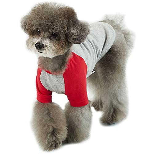 Lucky Petter Hundeshirt für kleine und große Hunde Raglan Baumwolle T-Shirts Weich Atmungsaktiv Hundeshirts Haustierkleidung Hundeanzug Grau Serie (Large, Gray/Red) von Lucky Petter