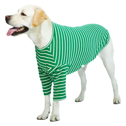 Lucky Petter Neu Gestreiftes Hundeshirt für kleine große Hunde T-Shirt weich atmungsaktiv Hund Baumwolle Shirt Basic Shirts (5X-Large, Grün/Weiß) von Lucky Petter