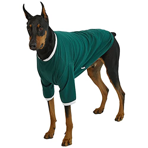 Lucky Petter Ringer Hundeshirt für kleine und große Hunde, Baumwolle, T-Shirts, weich, atmungsaktiv, Hunde-Shirts, Haustierkleidung (X-Large, Grün/Weiß) von Lucky Petter