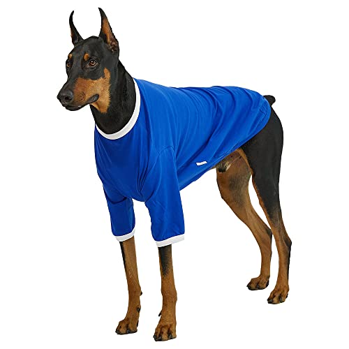 Lucky Petter Ringer Hundeshirt für kleine und große Hunde, Baumwolle, T-Shirts, weich, atmungsaktiv, Hunde-Shirts, Haustierkleidung (XXL, Blau/Weiß) von Lucky Petter