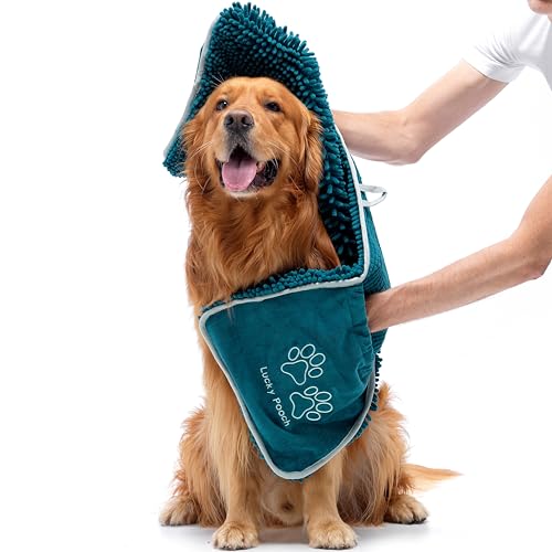 Lucky Pooch Super saugfähiges Shammy Hundehandtuch – Luxuriös weiche Eingrifftaschen – 87,6 x 31,8 cm – schnell trocknendes Mikrofaser-Hundebadetuch – langlebige Hundehandtücher zum Trocknen von von Lucky Pooch