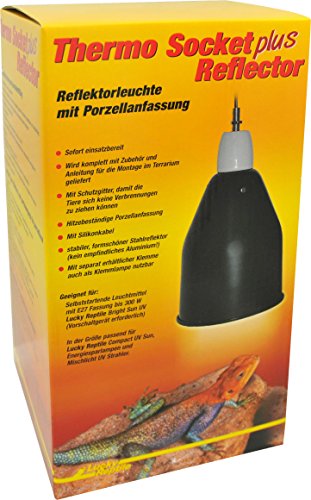 Lucky Reptile Thermo Socket + Reflector groß ,,schwarz", Porzellanfassung mit Reflektor und Schutzgitter, 1 Stück (1er Pack) von Lucky Reptile