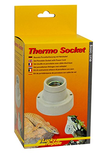 Lucky Reptile Thermo Socket - Porzellanfassung gerade - E27 Lampenfassung mit Netzkabel - Bausatz Fassung mit Montagematerial - kompatibel für Lampen mit bis zu 150 W - Terrarium Zubehör von Lucky Reptile