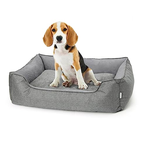 Lucky Sign Hundebett Waschbar Orthopädisches Hundebett für Grosse Hunde Hundebett Flauschig Schlafplätze & Möbel für Kleine Hunde, 90x65x21cm - Grau von Lucky Sign