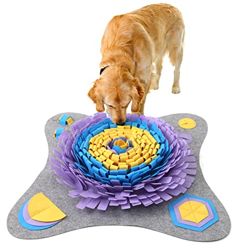 Lucky Sign Schnüffelteppich für Hunde Intelligenzspielzeug Trainingsmatte für Haustier Hunde Katzen mit 4 Stück Saugnapf, 64x64cm von Lucky Sign