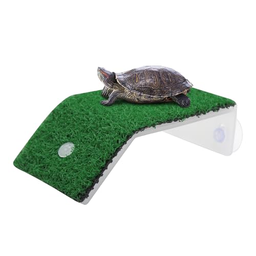 LuckyOpt Gras Schildkröte Rampe, Simulierte Schildkröte Pflanzenform mit Hang, Kletterrampe Rasen für kleine Reptil Frosch Terrapin, Schildkröte Terrasse für Schildkröte Klettern Sonnenbaden (S) von LuckyOpt