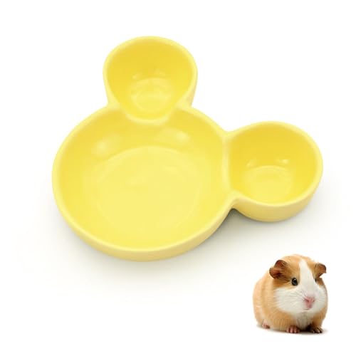 LuckyOpt Hamster Futternapf, Niedliche Mausform Keramik Hamster Wassernapf Leicht zu Reinigen, Meerschweinchen Schüssel Futternapf für Kleintiere, Igel, Eichhörnchen, Nagetiere, Zuckergleiter (Gelb) von LuckyOpt