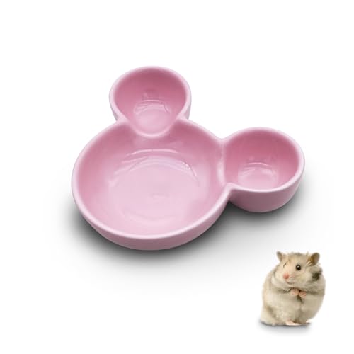 LuckyOpt Hamster Futternapf, Niedliche Mausform Keramik Hamster Wassernapf Leicht zu Reinigen, Meerschweinchen Schüssel Futternapf für Kleintiere, Igel, Eichhörnchen, Nagetiere, Zuckergleiter (Rosa) von LuckyOpt