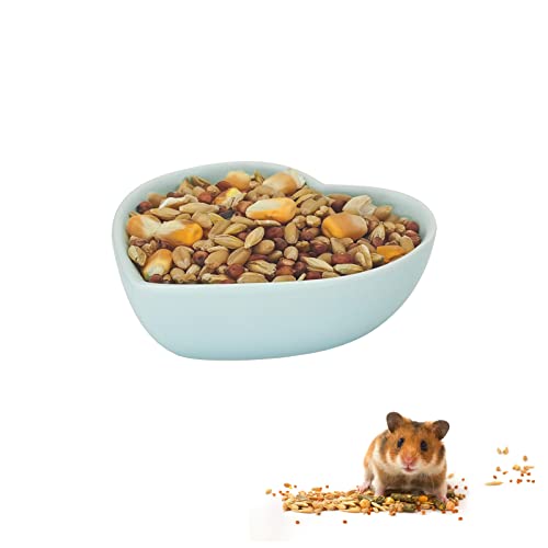 LuckyOpt Hamsternapf Keramik Herzform Haustier Schüssel Hamster Futternapf Waschbar Kleintier Schüssel Hamster Wassernapf für Hamster, Meerschweinchen, Rennmäuse, Igel, Chinchilla, Papagei (Blau) von LuckyOpt