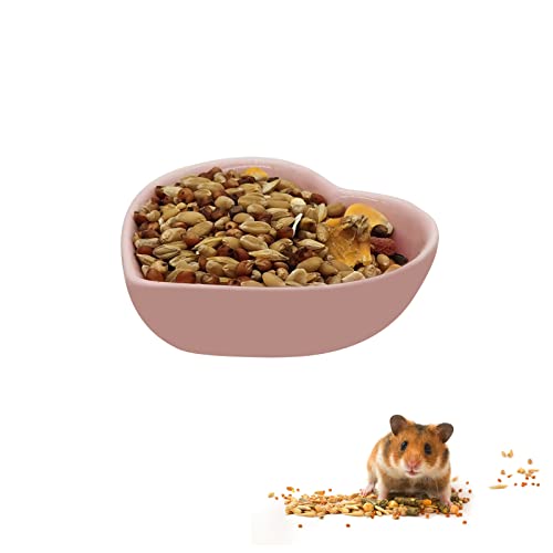 LuckyOpt Hamsternapf Keramik Herzform Haustier Schüssel Hamster Futternapf Waschbar Kleintier Schüssel Hamster Wassernapf für Hamster, Meerschweinchen, Rennmäuse, Igel, Chinchilla, Papagei (Rosa) von LuckyOpt