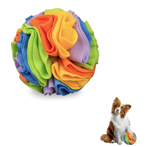 LuckyOpt Hunde-Leckerli-Ball, bunter Fleece-Schnüffelball für Hunde, große Rassen, mittelgroße Rassen, Schweine, Kaninchen, interaktives Hundespielzeug, Ball, Puzzle-Spielzeug, um Stress zu reduzieren von LuckyOpt