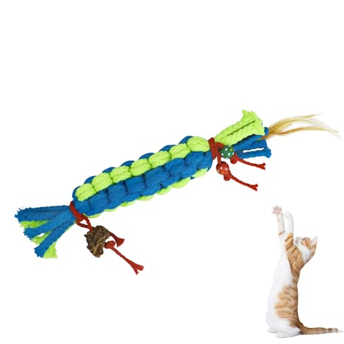 LuckyOpt Katze Kauspielzeug, Natürliche Katzenminze Spielzeug Interaktive Katze Seil Spielzeug, Kätzchen Zähne Spielzeug Katze Kau Sticks Spielzeug für Katze Zähne Reinigung Stress Release (Blau) von LuckyOpt