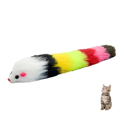 LuckyOpt Katze Maus Spielzeug, 27cm Katze Kauspielzeug Bunte Katzenminzen Spielzeug mit Glocke, Niedliches Katzenspielzeug für Indoor Katzen Erwachsene Plüschtier Interaktives Katzenspielzeug zur von LuckyOpt