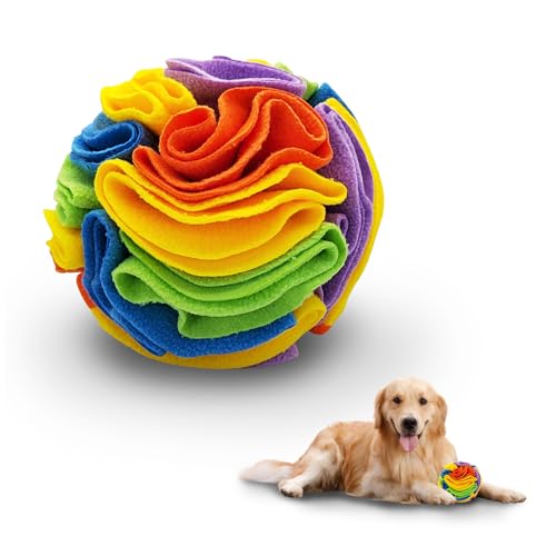 LuckyOpt Schnüffelball für Hunde, 15 cm Durchmesser, Schnüffelball für natürliche Nahrungssuche, weiches Filztuch, Schnüffelspielzeug für Hunde für kleine, mittelgroße Hunde, Schnüffeltraining von LuckyOpt