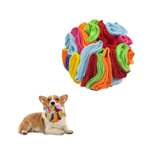 LuckyOpt Schnüffelball für Hunde, weicher Filzstoff, Schnüffelball für natürliche Nahrungssuche, 15 cm Durchmesser, Hunde-Futtermatte, Schnüffelballspielzeug für kleine und mittelgroße Hunde (Rose) von LuckyOpt