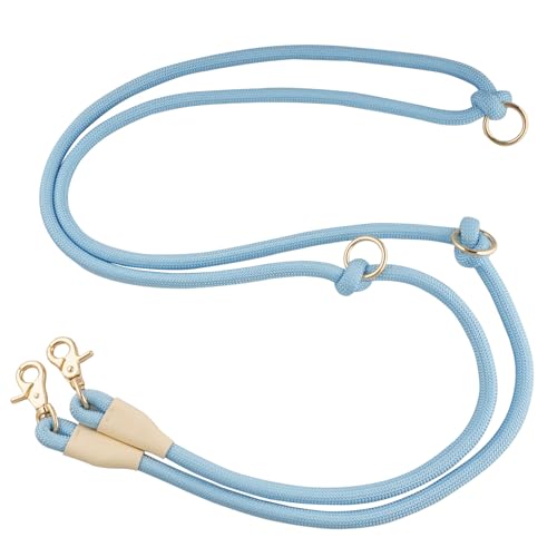 4-in-1-Hundeleine aus Seil, für freihändige Verwendung, 2,6 m Taille, 2,6 m x 10 mm, Himmelblau von Lucpawz