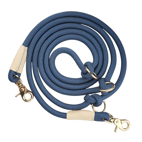 4-in-1-Hundeleine aus Seil, für freihändige Verwendung, 2,6 m Taille, 2,6 m x 10 mm, Marineblau von Lucpawz