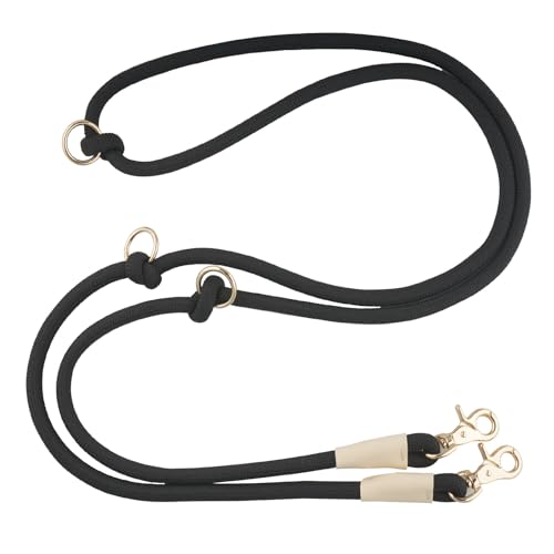 4-in-1-Hundeleine aus Seil, für freihändige Verwendung, 2,6 m Taille, 2,6 m x 10 mm, Schwarz von Lucpawz