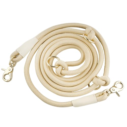 4-in-1-Hundeleine aus Seil, für freihändige Verwendung, 2,6 m Taille, 2,6 m x 10 mm, goldfarben von Lucpawz