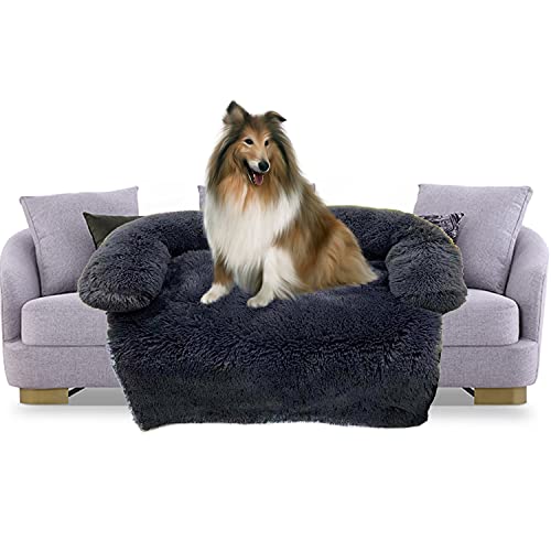 Orthopädisches Hundebett Ergonomisches Hundesofa - Hundecouch mit eierförmiger Kistenschaum für kleine Hunde, waschbar rutschfest Hundebetten (L, Schwarz) von Lucpetk