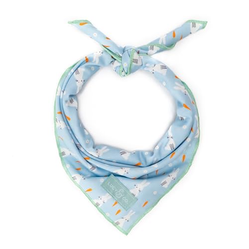 Lucy & Co. Funny Bunny Bandana – strapazierfähiges, bequemes Hundehalstuch – Designer-Welpenzubehör – maschinenwaschbar – Größe L – blau-grünes Häschen kariert von Lucy & Co.