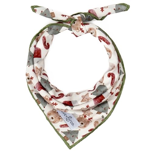 Lucy & Co. Jingle Bells Bandana – Designer-Welpen-Accessoire, 100 % Polyester, weich, stilvoll und für jeden Anlass geeignet. Maschinenwaschbar (klein, grünes kariertes Regenwild) von Lucy & Co.