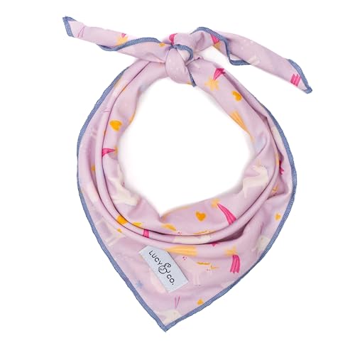 Lucy & Co. Unicorn Magic Bandana – Designer-Welpen-Accessoire, 100 % Polyester, weich, stilvoll und für jeden Anlass geeignet, maschinenwaschbar (groß, lila & rosa Einhörner) von Lucy & Co.