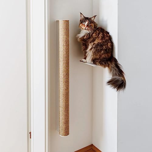 LucyBalu® Catwalk XL Katzen Kratzstamm für die Wand | Kratzbaum zur Wandmontage | Katzen Kletterwand Kratzmöbel | Kratzsäule für Katzen aus Sisal | Wand Naturkratzbaum | Sisalstamm | XL Weiß/Sand von LucyBalu