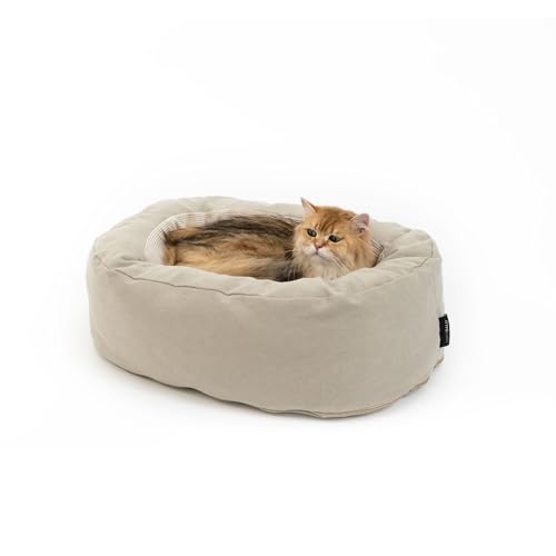 LucyBalu® Dinghy Katzenbett waschbar für kleine & große Katzen | Katzen Schlafplatz | Katzenkissen | Katzensofa | Katzen Kuschelbett | Katzen Bettchen | Katzen Couch | Katzen Liegeplatz | Sand von LucyBalu