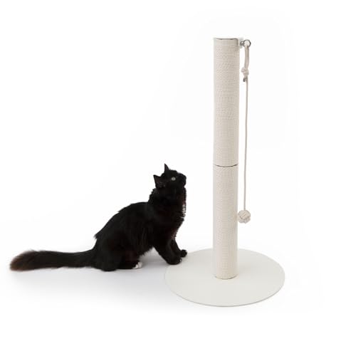 LucyBalu® PAPERPOLE Katzen Kratzsäule freistehend aus Papierseil | Kleiner Katzenkratzbaum | Kratzstamm für Katzen | Kratzturm | Kratzmöbel für Katzen | Katzen Kratzmöglichkeit | Katzenbaum | weiß von LucyBalu