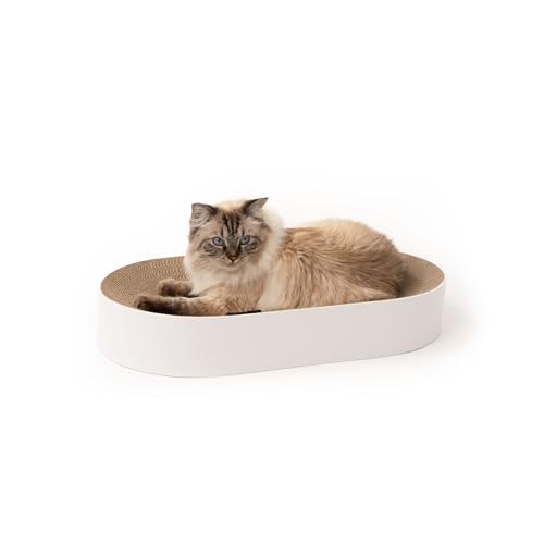 LucyBalu® SCRATCHBED Katzen Kratzbett| Katzenbett aus Pappe | Kartonbett | XXLKratzbrett für Katzen rund | Kratzpappe für Katzen | Kratzmöbel Katze | Kratzkarton | Katzen Kratzspielzeug Pappe | Natur von LucyBalu