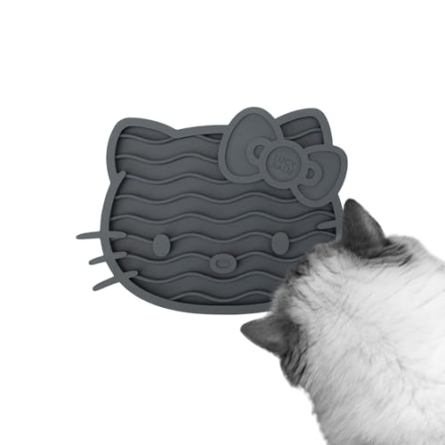 LucyBalu X Hello Kitty ZENCAT Schleckmatte für Katzen | Katzen Leckmatte | Slow Feeder Katzen | Katzen Schleckmatte aus lebensmittelechtem Silikon | Silikonmatte zum Schlecken für Katzen | Anthrazit von LucyBalu