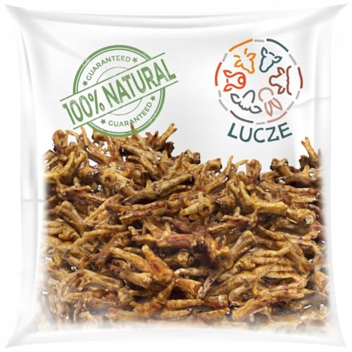 Lucze, Hühnerfüße Getrocknet 1kg, Hundeleckerli als Behlonungssnack und für Zwischendurch, ca. 5-9 cm, 100% natürlicher Kausnack, gesunde Tiernahrung ohne Chemie, Eignherstellung von Lucze