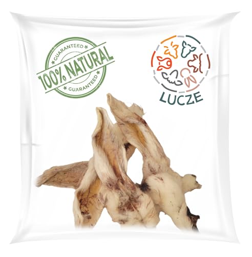 Lucze, Kaninchenohren mit Fell für Hunde 1kg, hypoallergenes Hundefutter, Kauohren, ca.20cm, Natur Kausnack, gesungde ausgewogene Tiernahrung, Eigenherstellung von Lucze