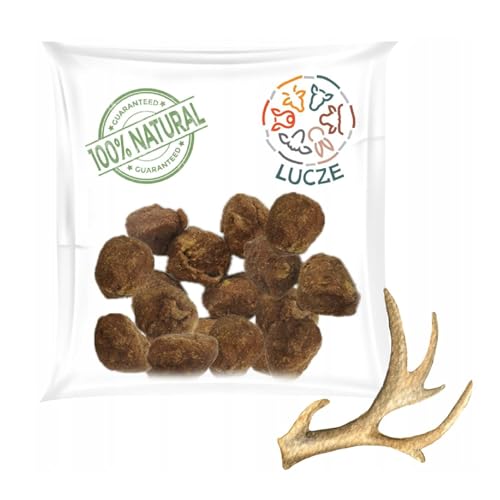 Lucze® Hundeleckerli aus Rindfleisch, Hundekekse, 50 Stück, getreidefrei & zuckerfrei, Premium Kausnack, Belohnungsnack, Trainingshappen für Hunde - Starke Gelenke (25-30 mm, mit Hirschgeweihstaub) von Lucze