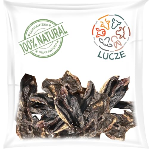 Lucze Rinderherz getrocknet 1kg Natur Kauartikel Hund 7-13 cm Kausnack getreidefrei ausgewogene Tiernahrung Trockenfleisch Hundeleckerlis von Lucze